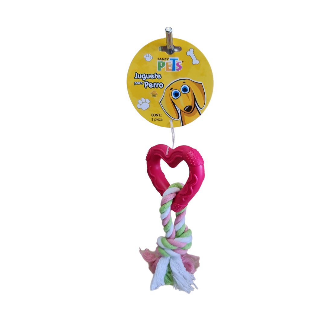 Fancy pets jueguete para perro con cuerda en forma de corazon