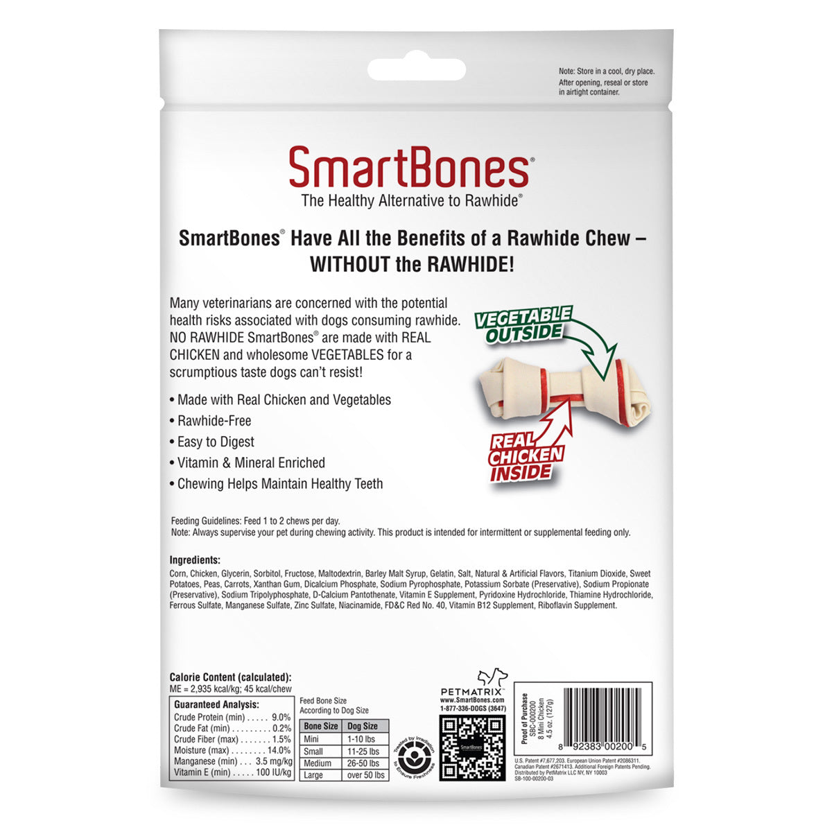 SmartBones Carnaza Vegetal Huesitos Receta Pollo Tamaño Mini para Perro 8 Piezas