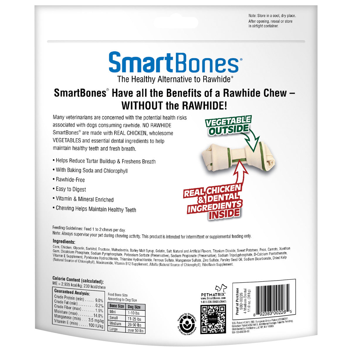 SmartBones Carnaza Vegetal Salud Dental Tamaño Grande para Perro 3 Piezas