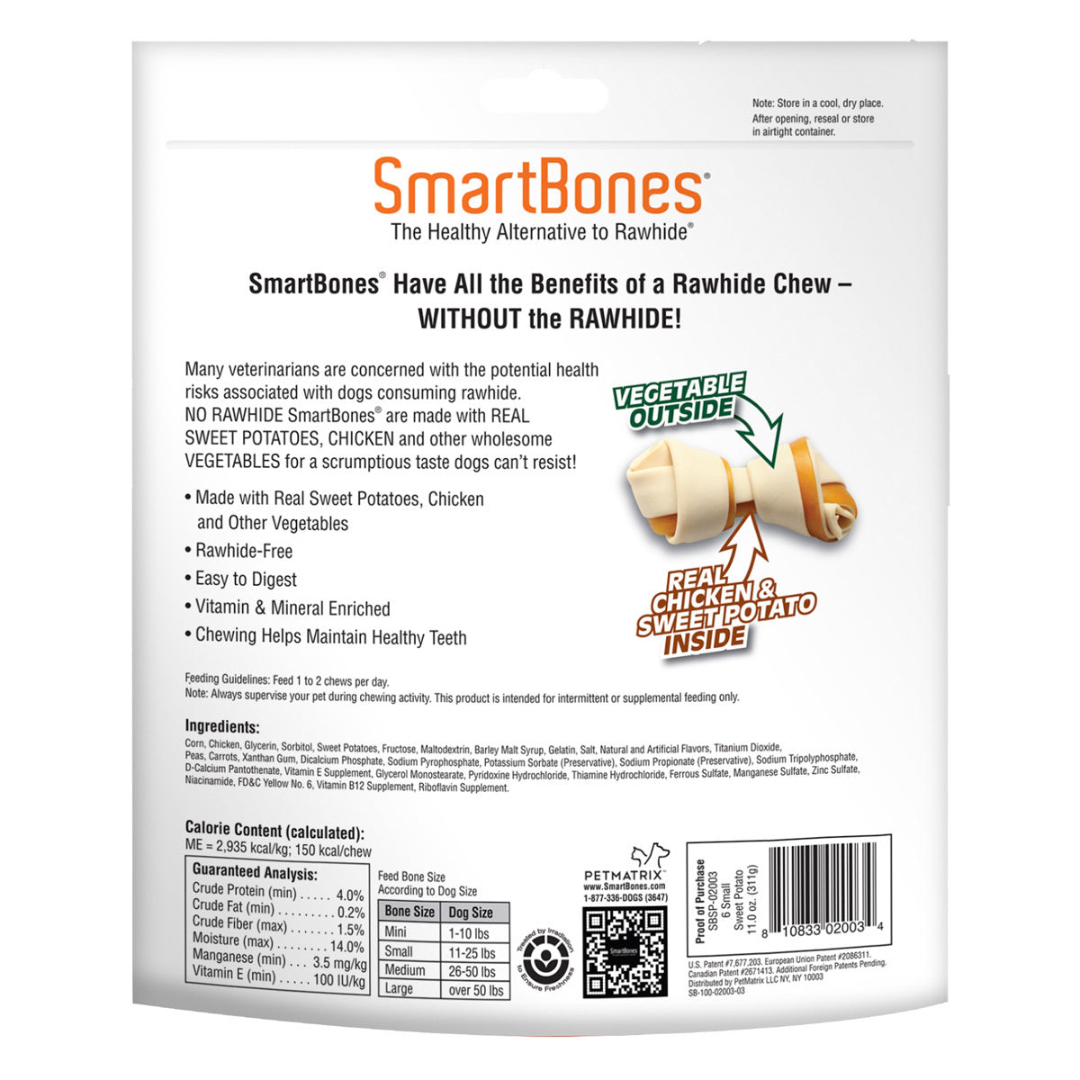 SmartBones Premio Huesitos Receta Camote Tamaño Pequeño para Perro 6 Piezas