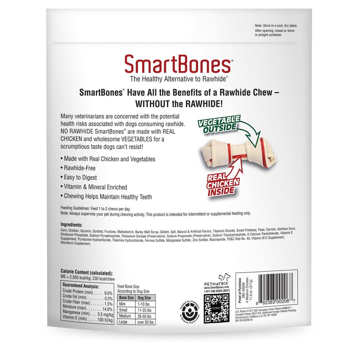 SmartBones Carnaza Vegetal Huesitos Receta Pollo Tamaño Mediano para Perro 4 Piezas