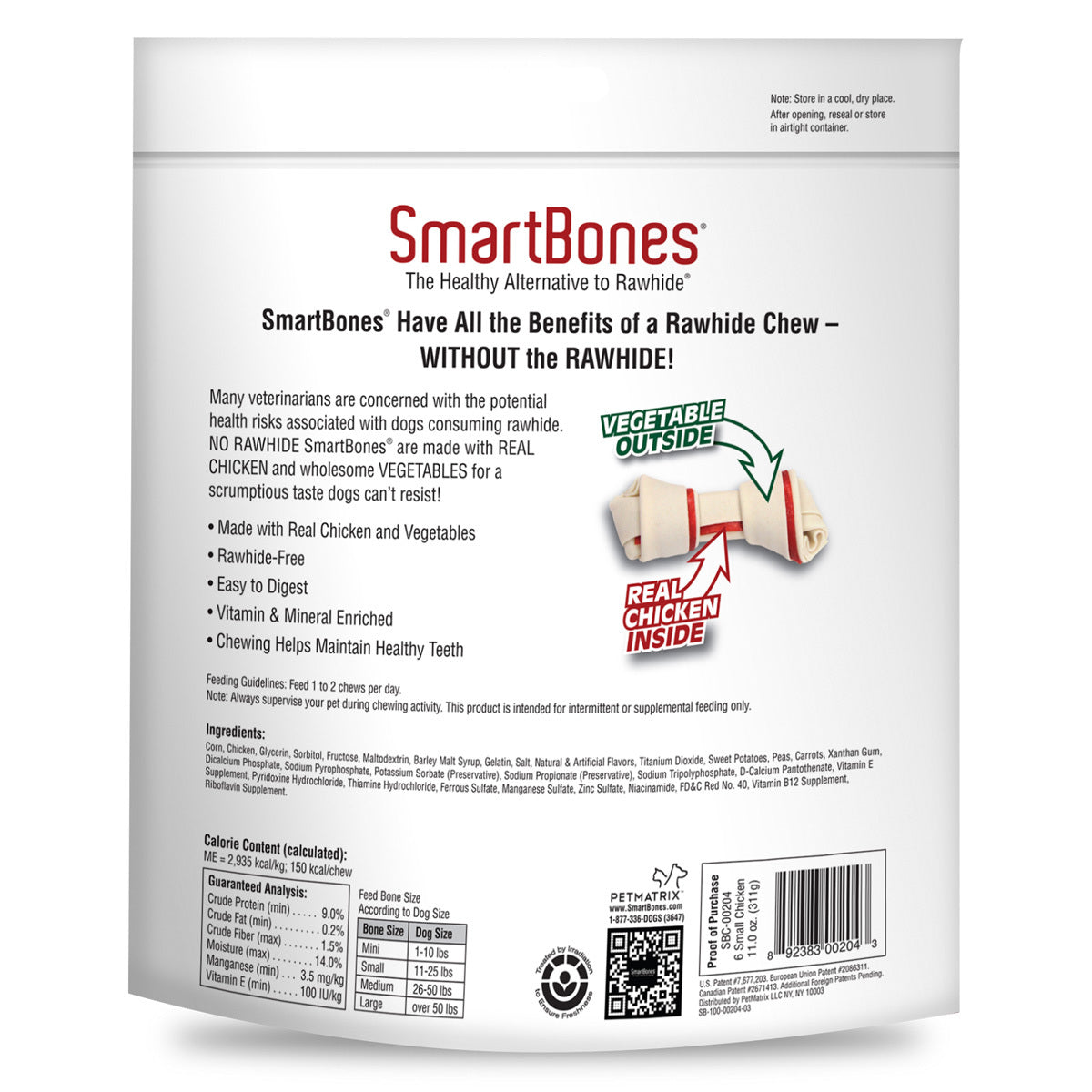 SmartBones Carnaza Vegetal Huesitos Receta Pollo Tamaño Pequeño para Perro 6 Piezas