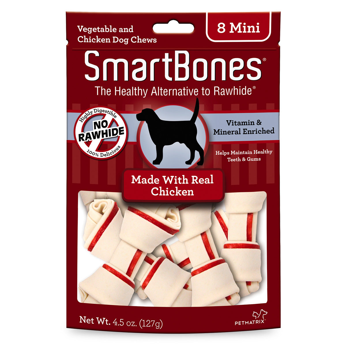 SmartBones Carnaza Vegetal Huesitos Receta Pollo Tamaño Mini para Perro 8 Piezas