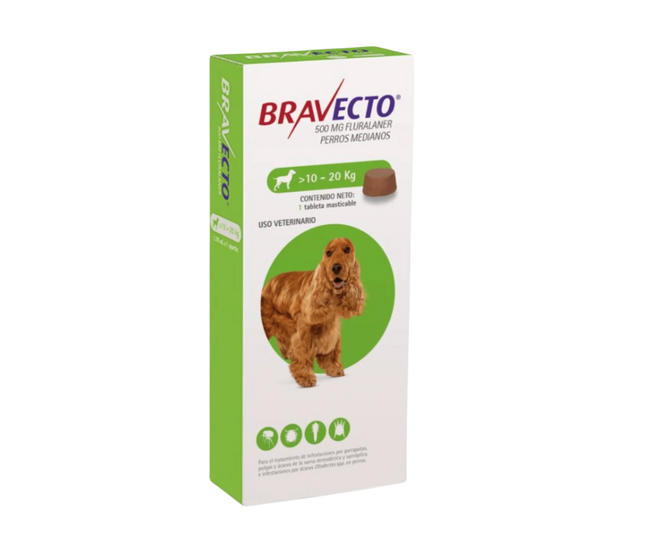 Bravecto Perros MSD 10-20kg 1 comprimido