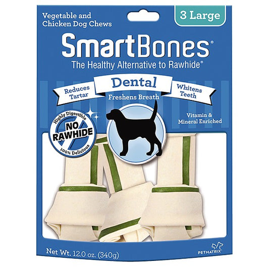 SmartBones Carnaza Vegetal Salud Dental Tamaño Grande para Perro 3 Piezas