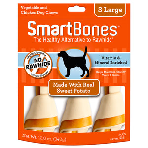 SmartBones Premio Huesitos Receta Camote Tamaño Grande para Perro 3 Piezas