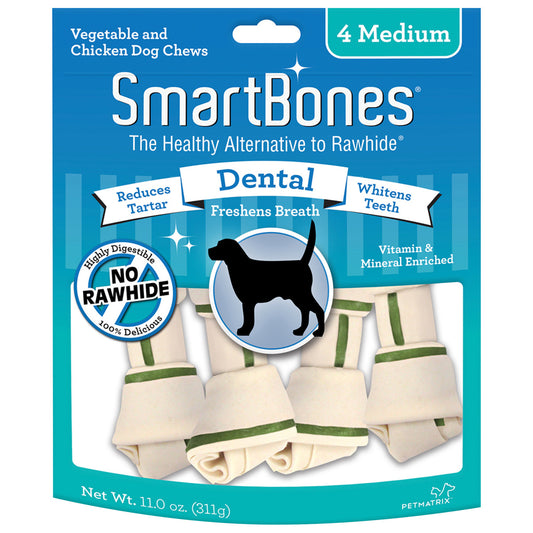SmartBones Carnaza Vegetal Salud Dental Tamaño Mediano para Perro 4 Piezas